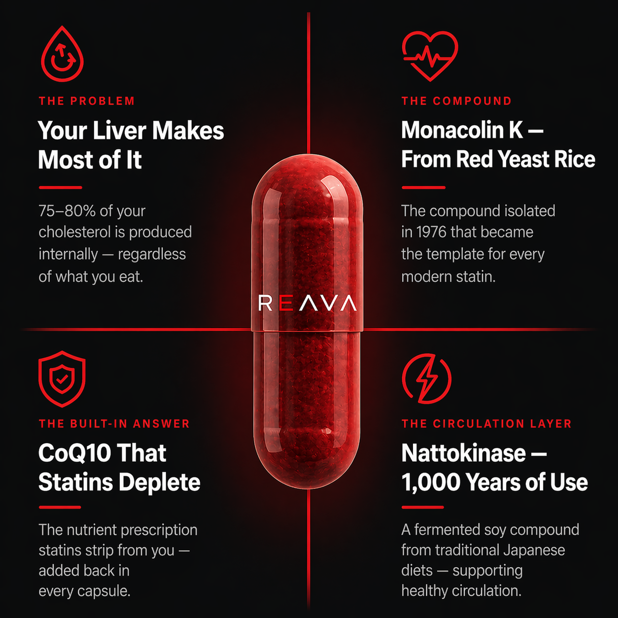 Reava 3-in-1 Heart & Cholesterol Support